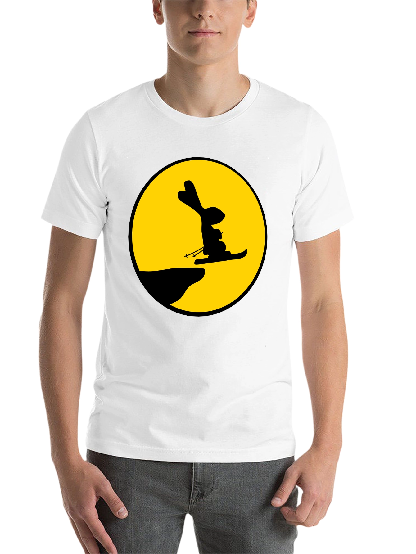 Black Skiing Rabbit Graphic Tee - Black view 14