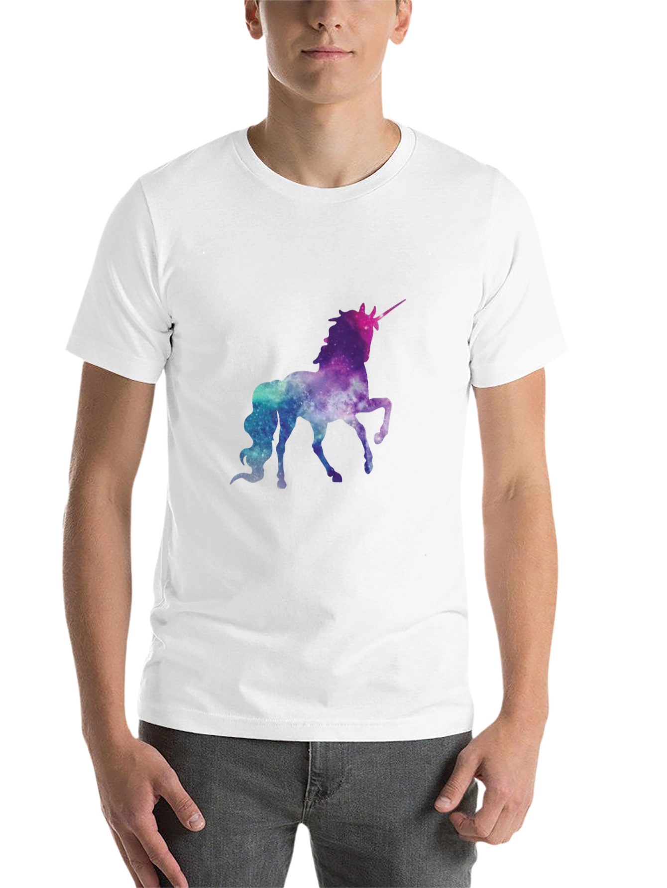 Black Galaxy Unicorn Graphic Tee - Black Cotton Shirt view 14