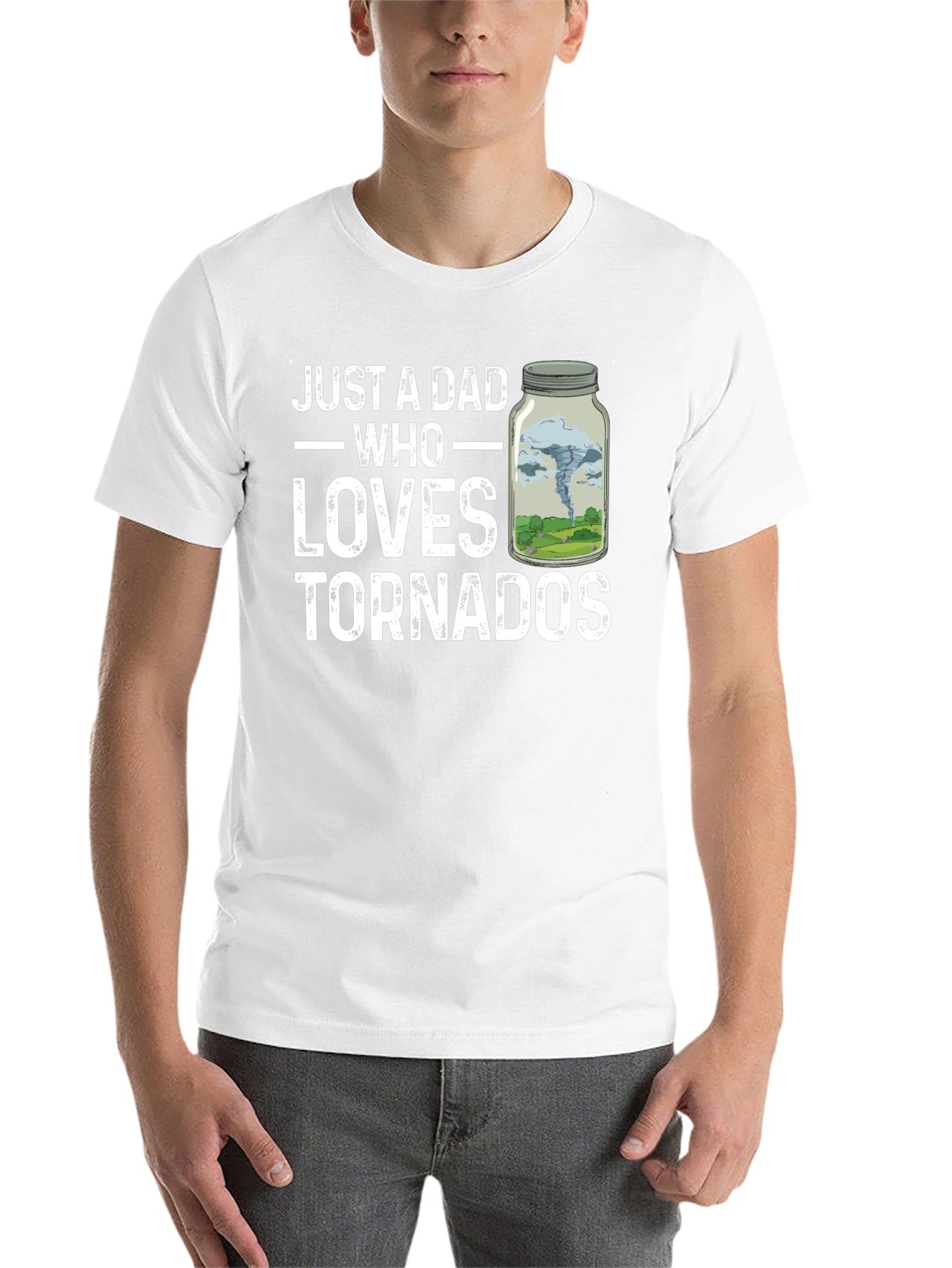 Black Just A Dad Who Loves Tornadoes T-Shirt view 14