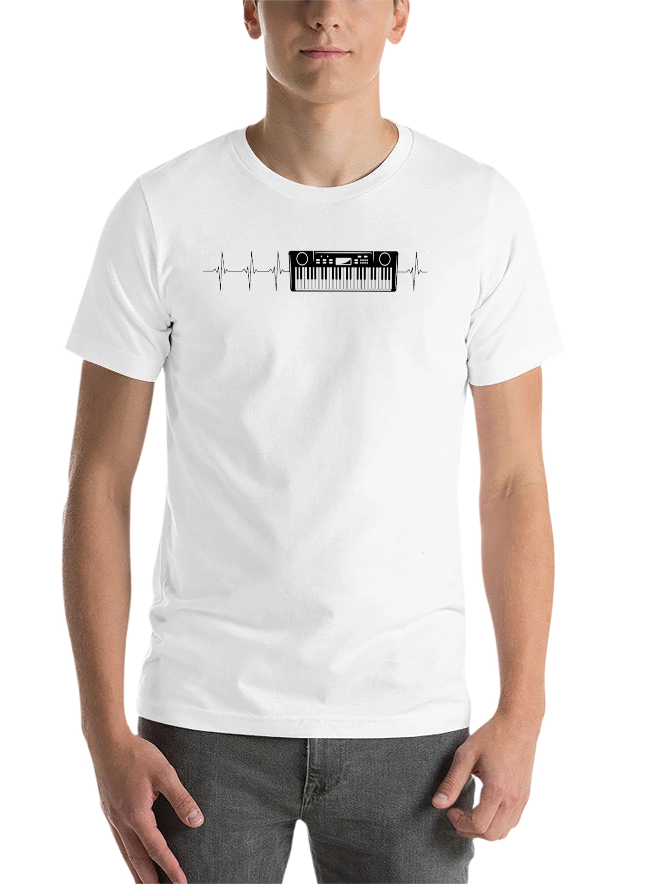 Black Keyboard Heartbeat T-Shirt - Music Lover Tee view 14