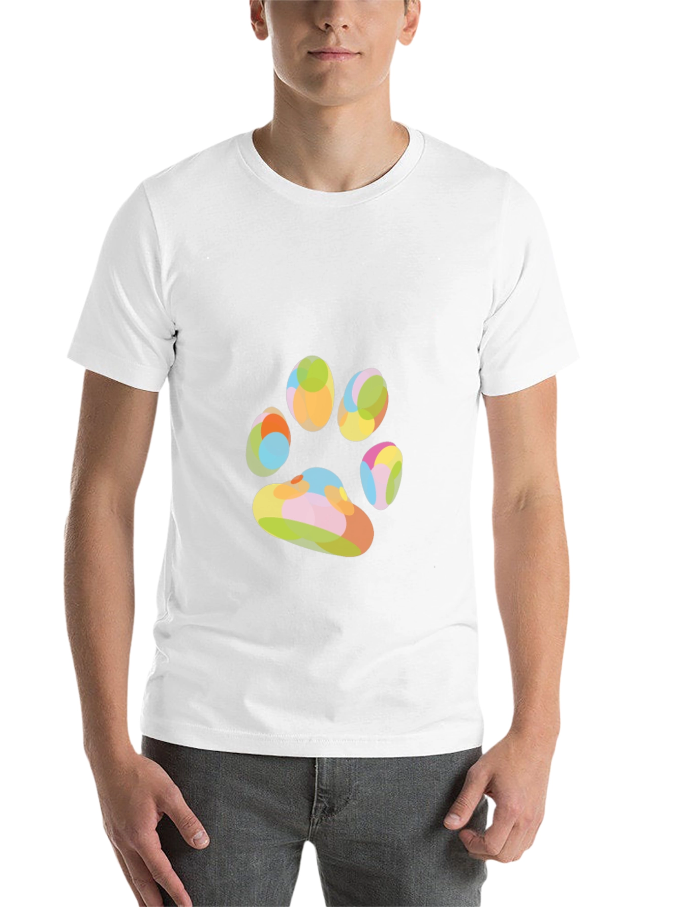Black Colorful Paw Print Graphic T-Shirt view 14