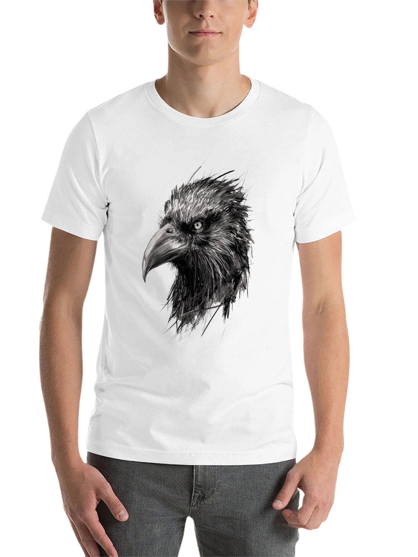 Black Raven Head Graphic Black T-Shirt view 14