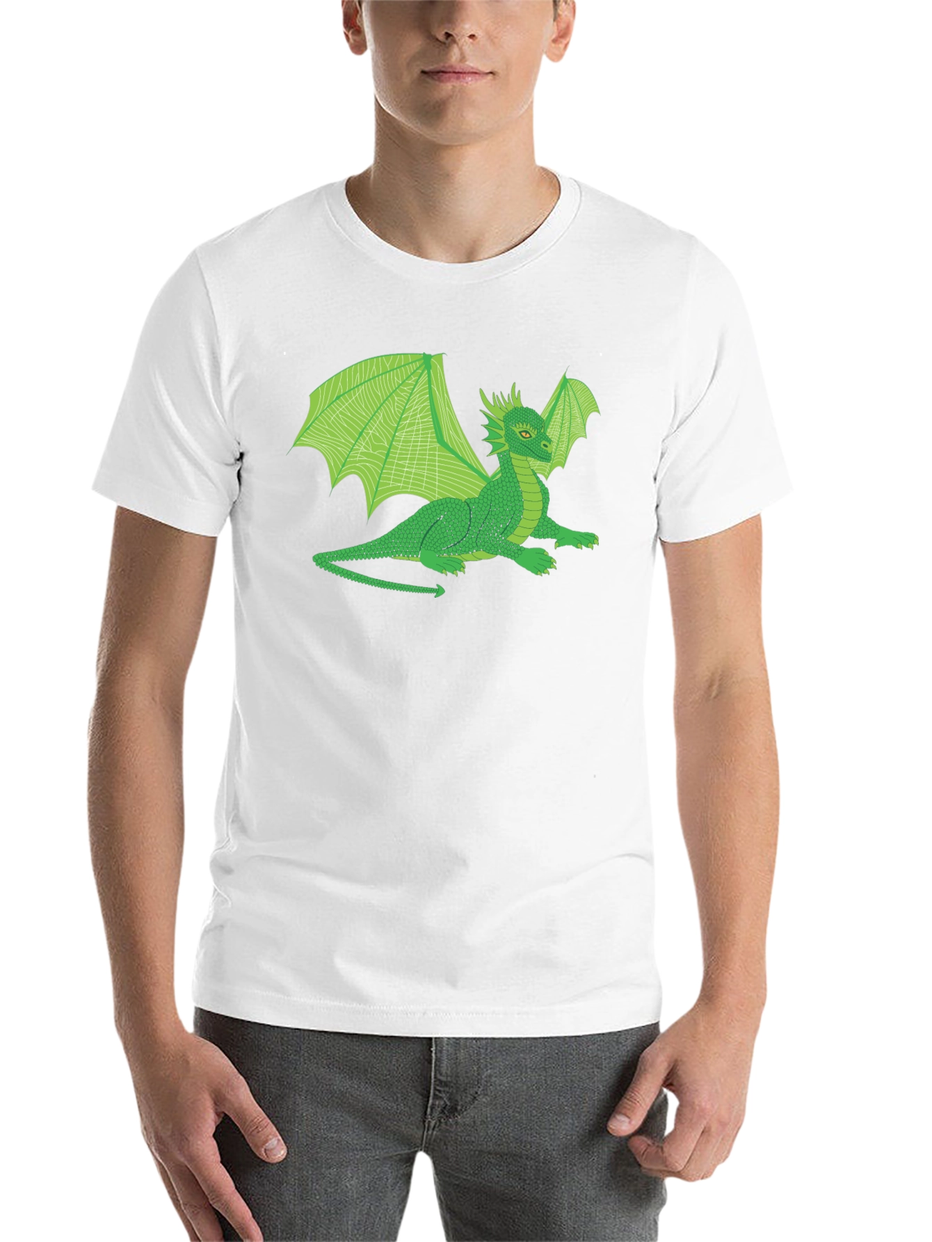 Black Green Dragon Graphic T-Shirt - Fantasy Creature Tee view 14