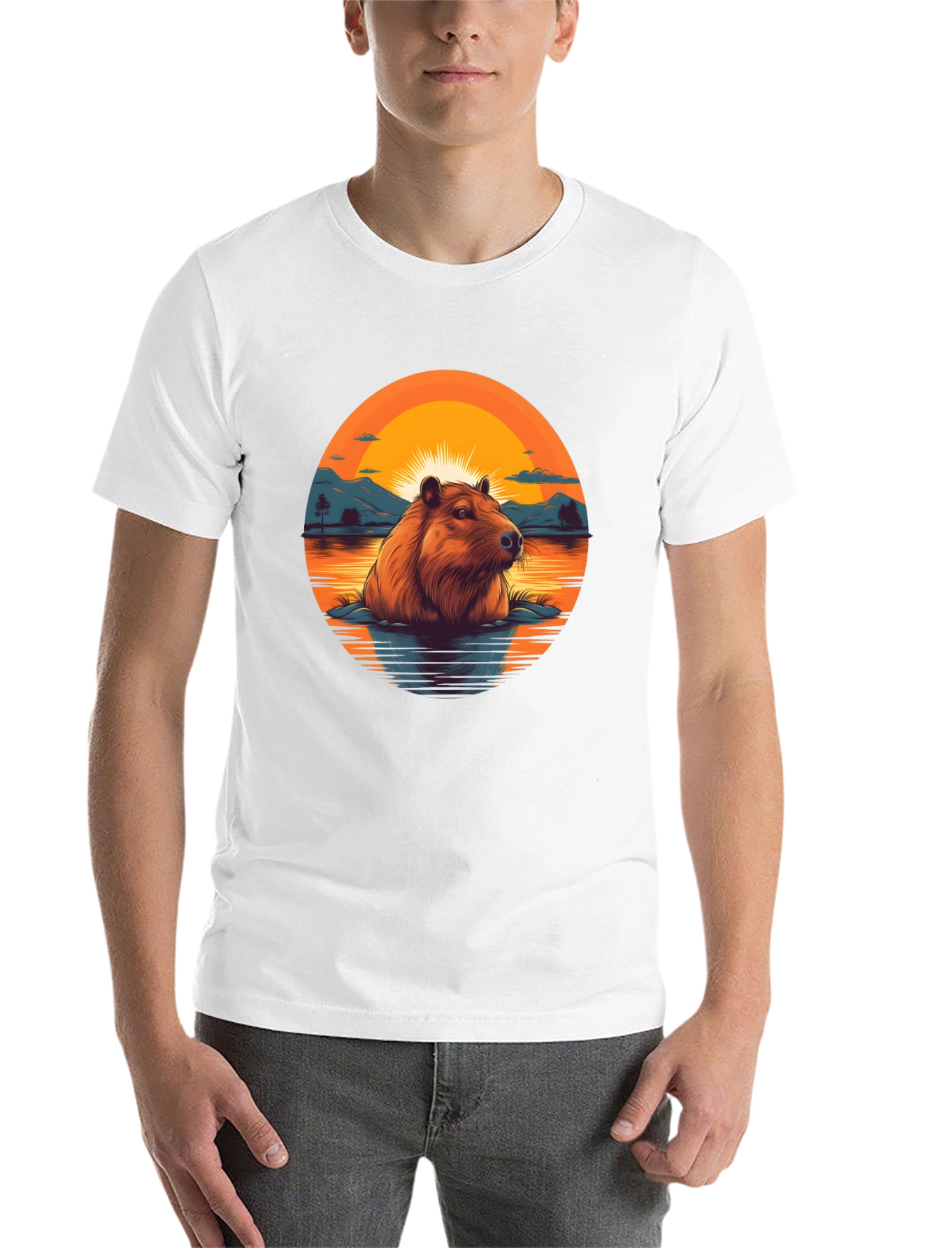 Black Capybara Sunset Graphic Tee - Unique Design view 14