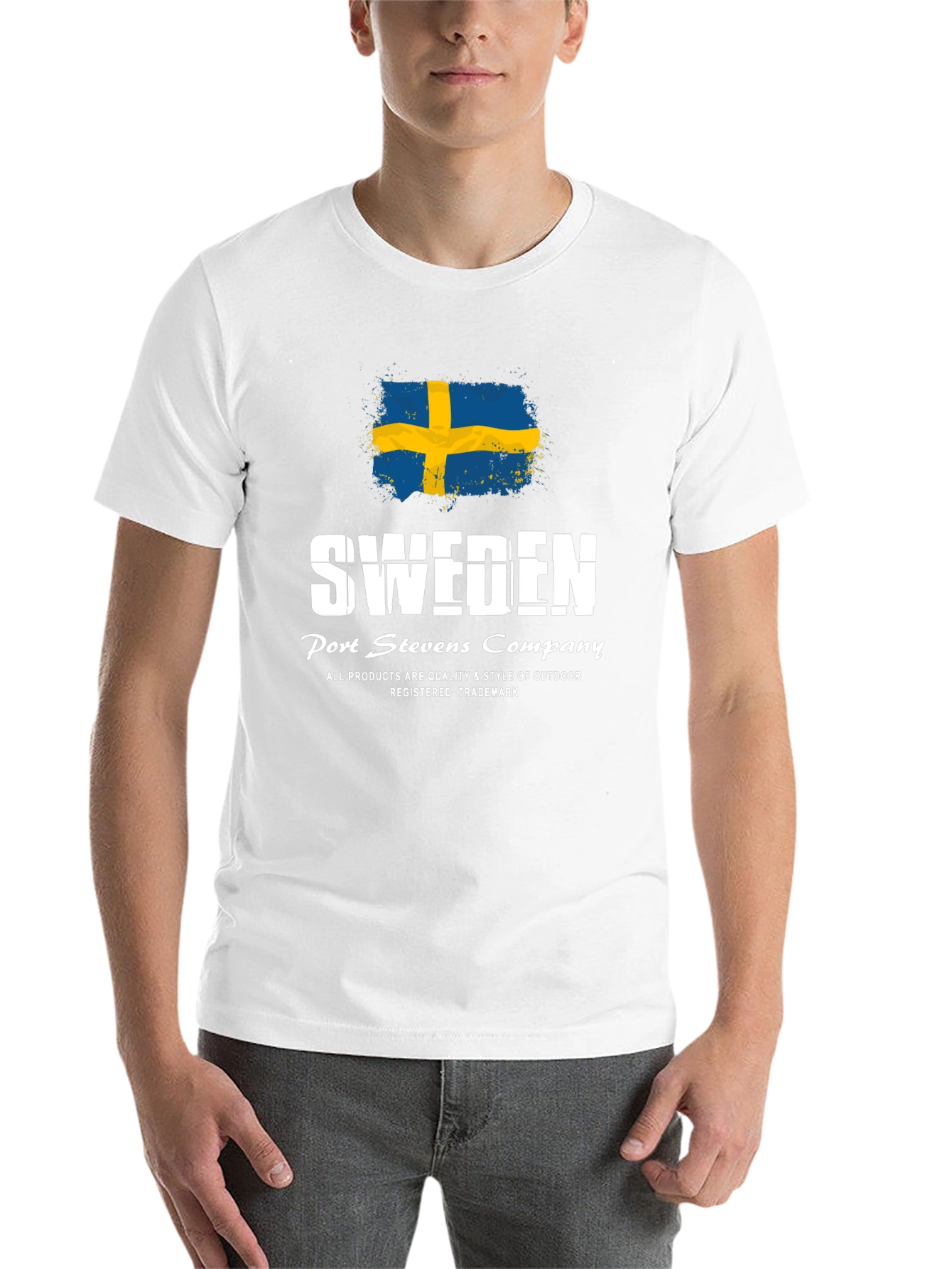 Sweden Flag Graphic Print Black T-Shirt - 14