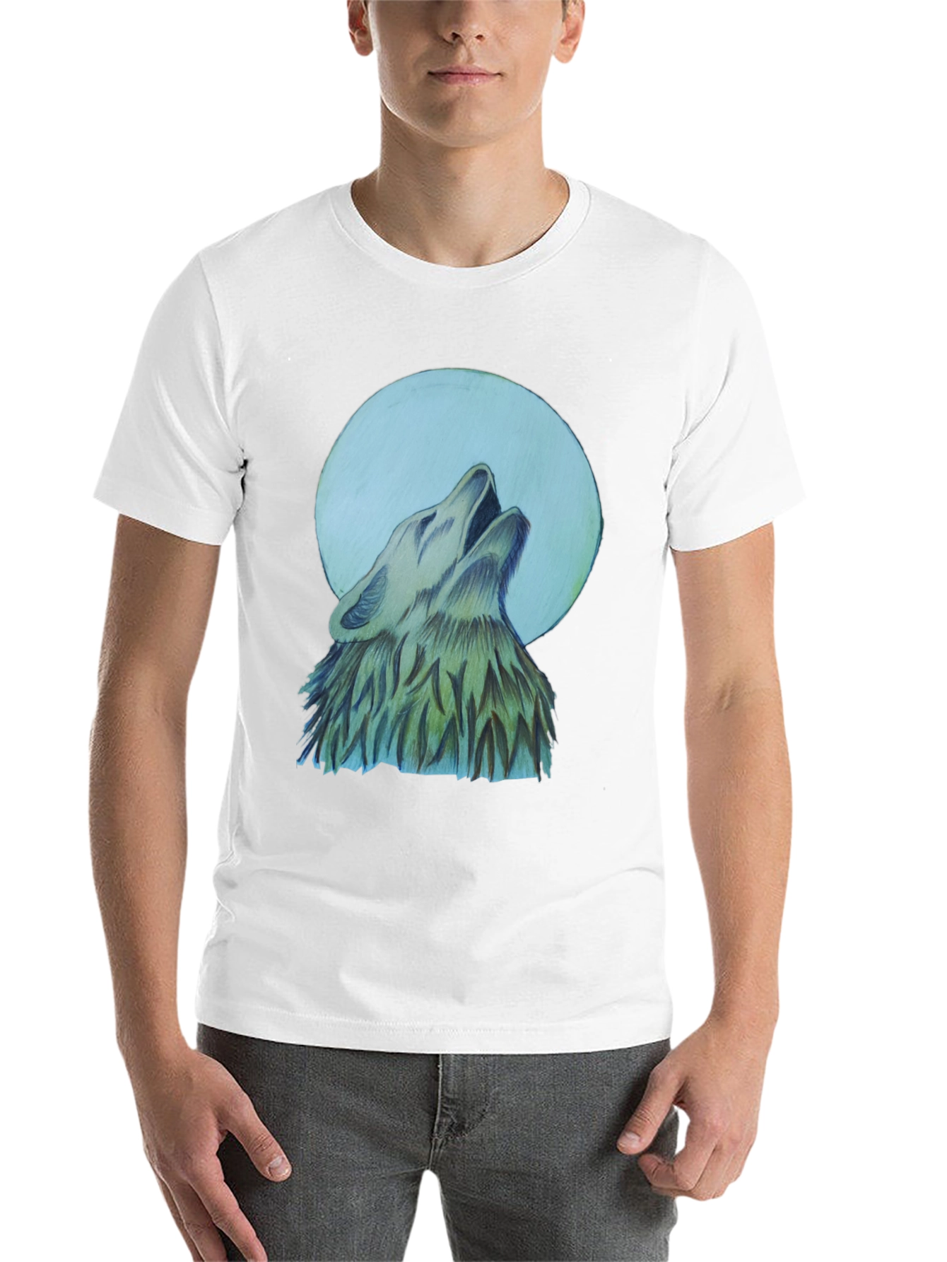 Black Wolf Howling at Moon Graphic T-Shirt view 14