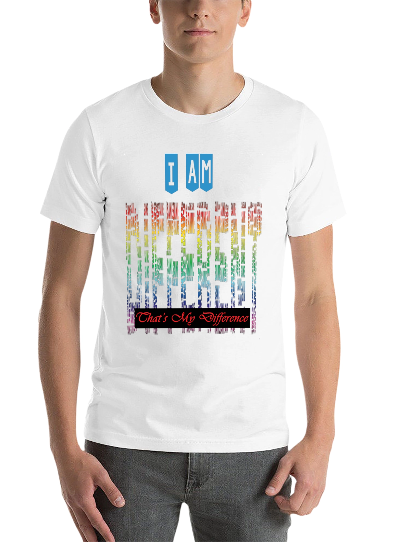 Black I Am Different Rainbow Graphic T-Shirt view 14