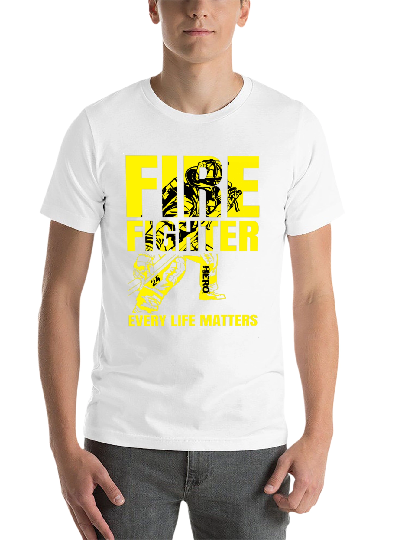 Black Firefighter Every Life Matters Graphic T-Shirt view 14