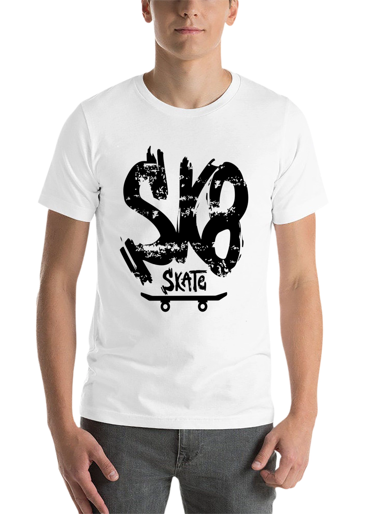 Black Sk8 Skate Black Graphic T-Shirt view 14