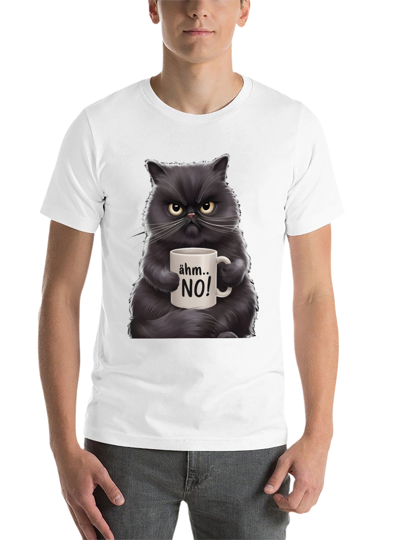 Black Grumpy Cat Coffee T-Shirt - "Ähm... NO!" view 14