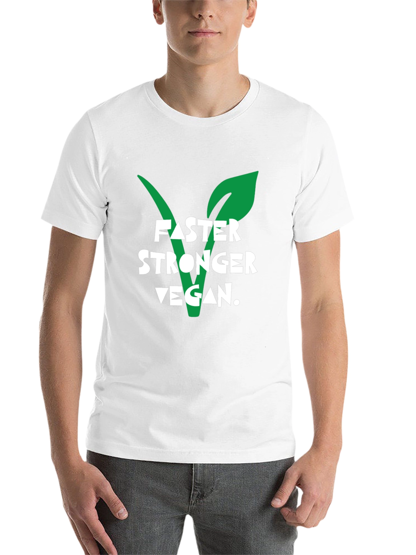 Black Vegan Strength T-Shirt - Faster Stronger Vegan Design view 14