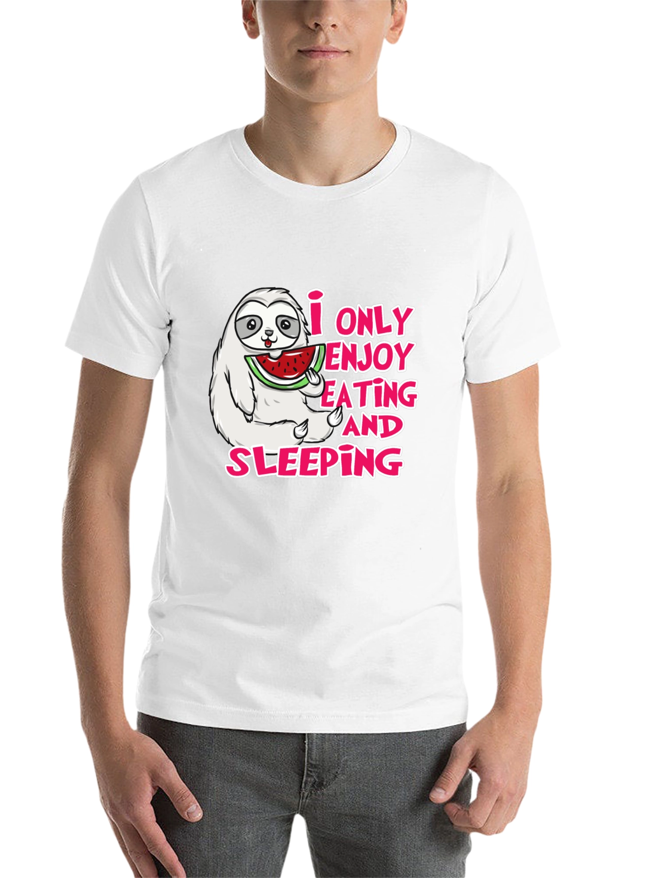 Black Sloth Eating Watermelon Graphic Tee - Enjoy Eating and Sleeping view 14