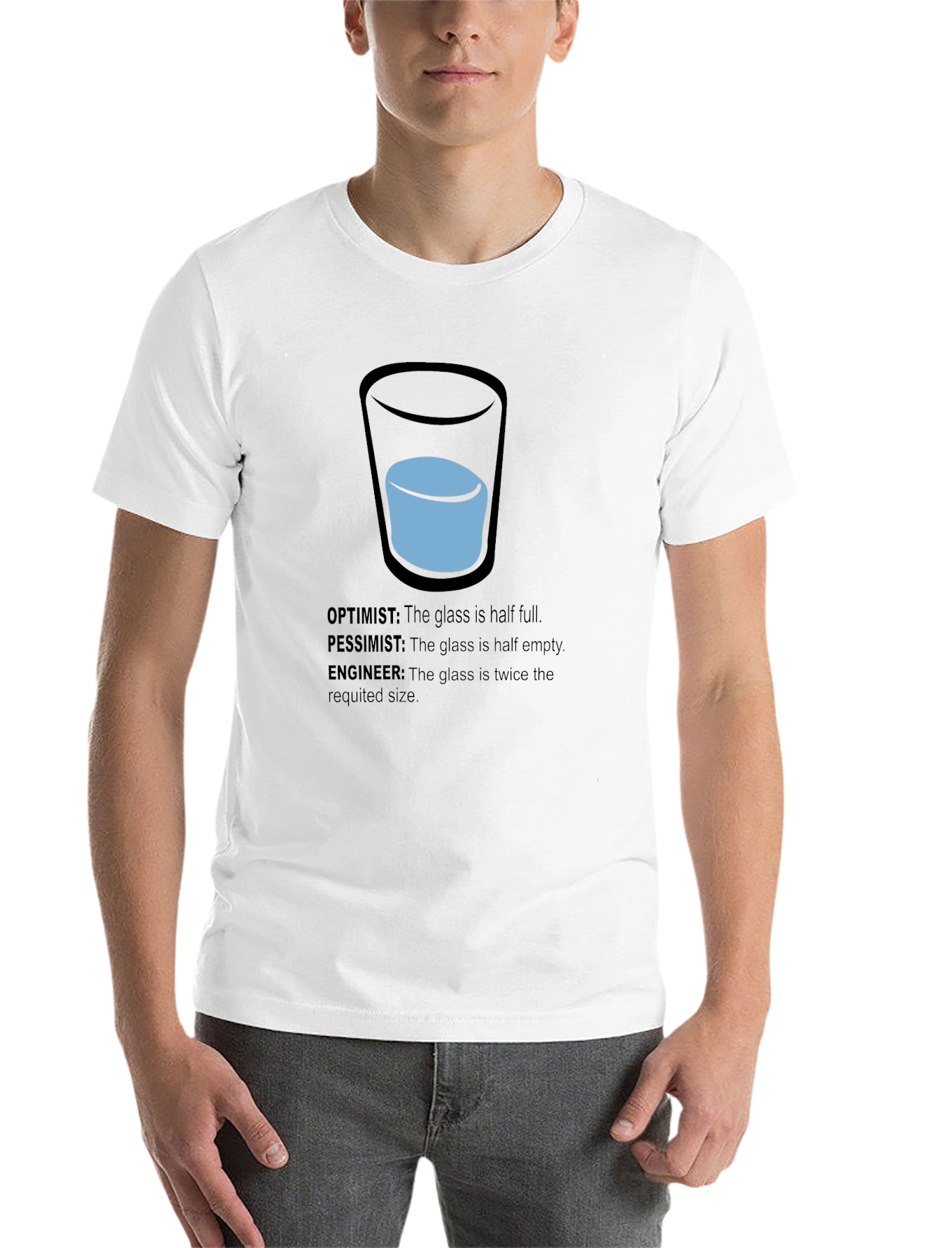 Black Engineer Optimist Pessimist Funny T-Shirt view 14
