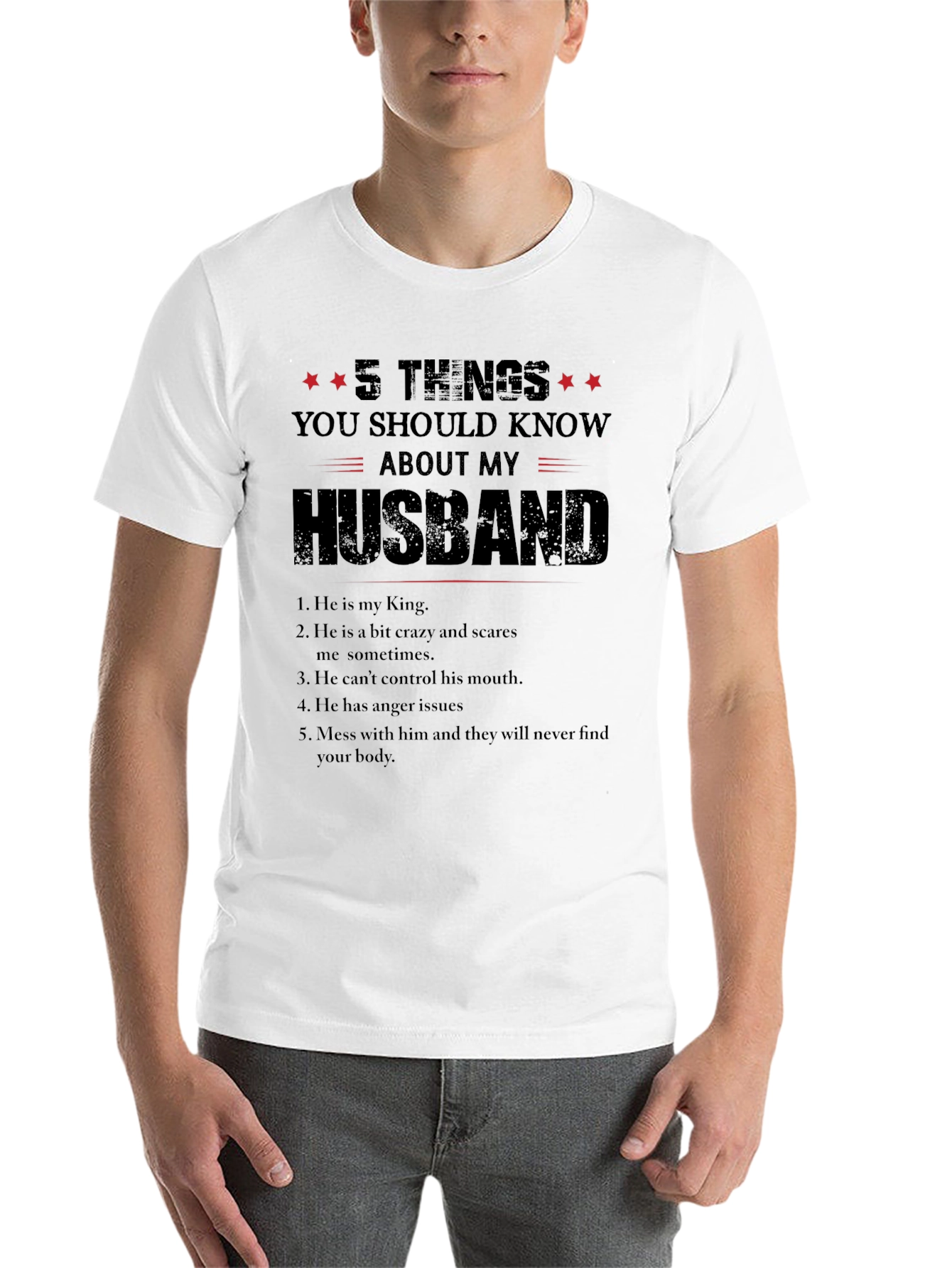 Black 5 Things You Should Know About My Husband T-Shirt view 14