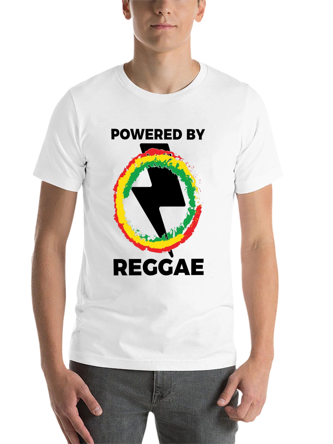 Black Powered By Reggae T-Shirt - Black view 14