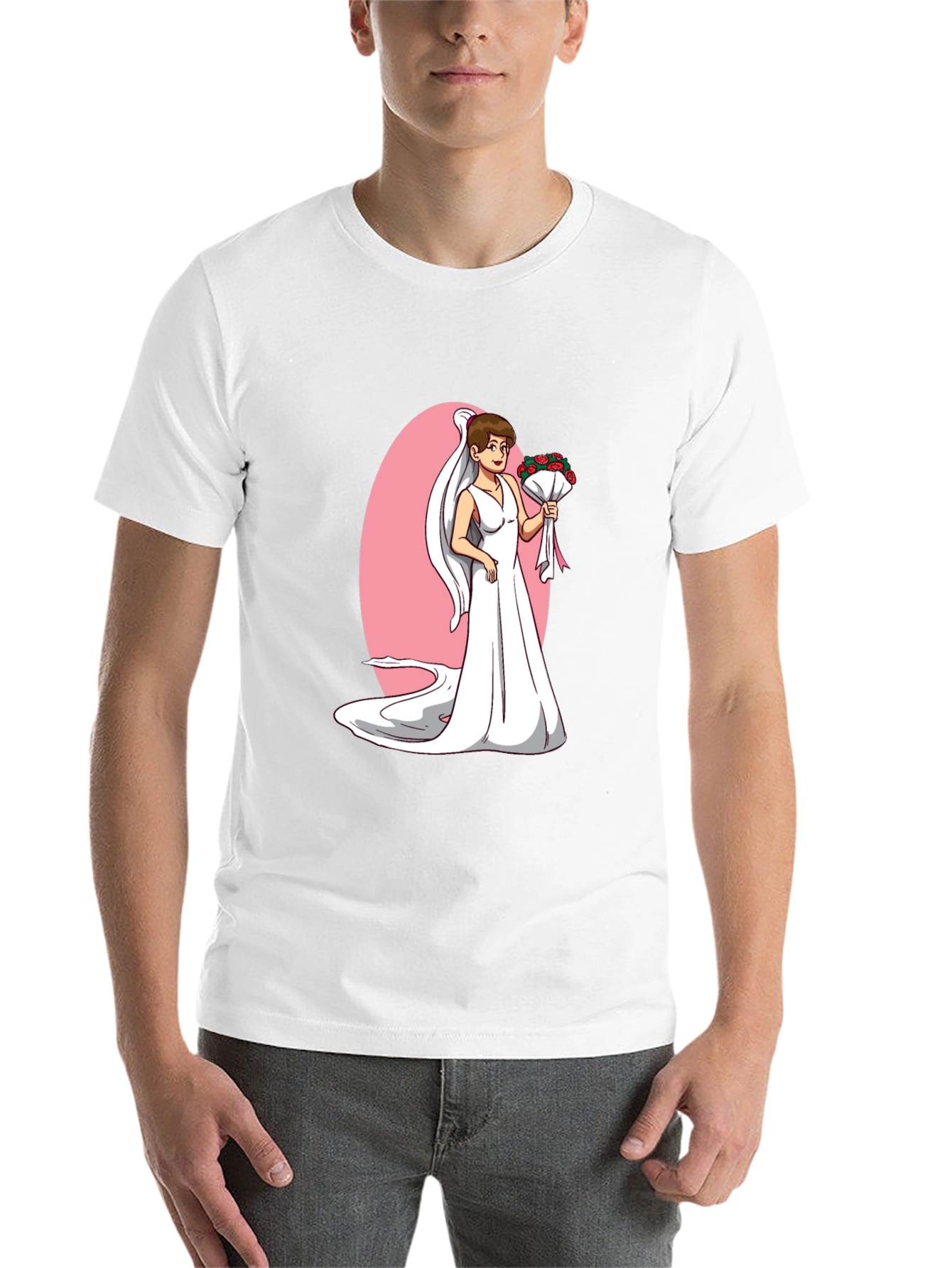 Black Bride Cartoon T-Shirt - Black, Funny Wedding Tee view 14