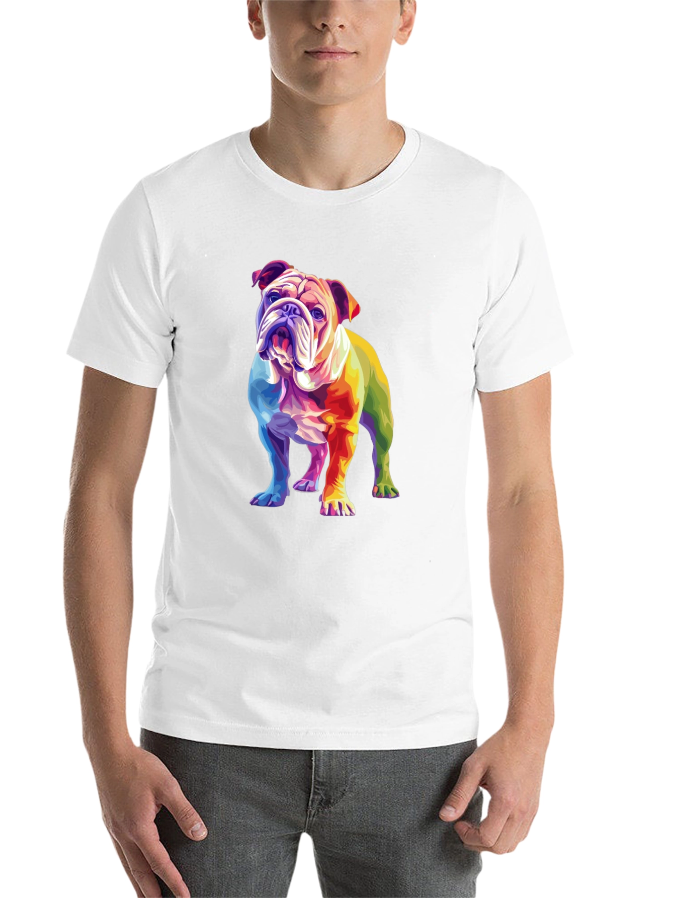 Black Rainbow Bulldog Graphic T-Shirt view 14