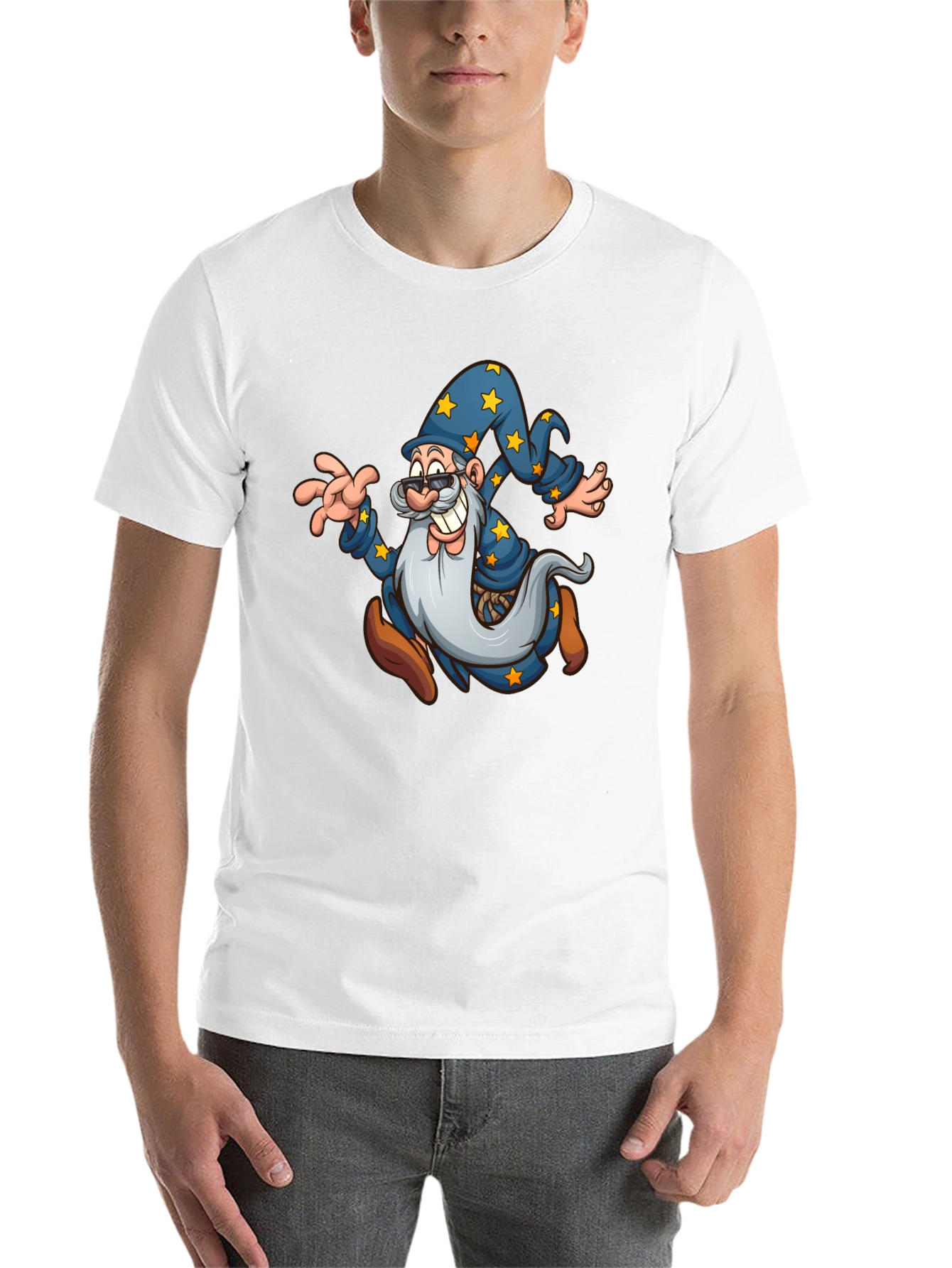 Black Wizard Cartoon Graphic T-Shirt - Black view 14