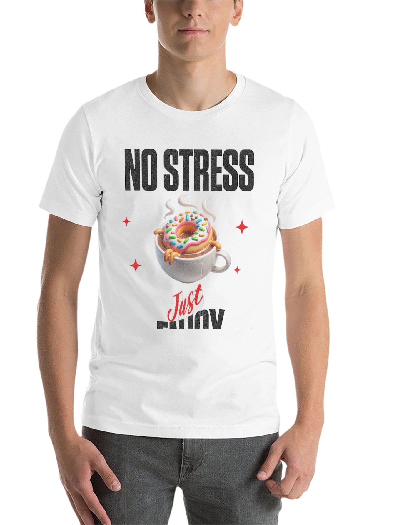 Black No Stress Just Donut T-Shirt view 14