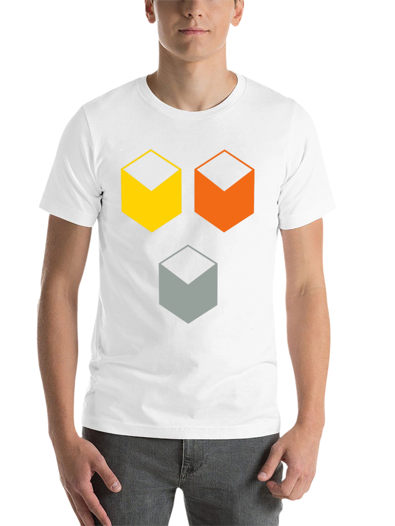 Black Geometric Cube T-Shirt - Modern Abstract Design view 14