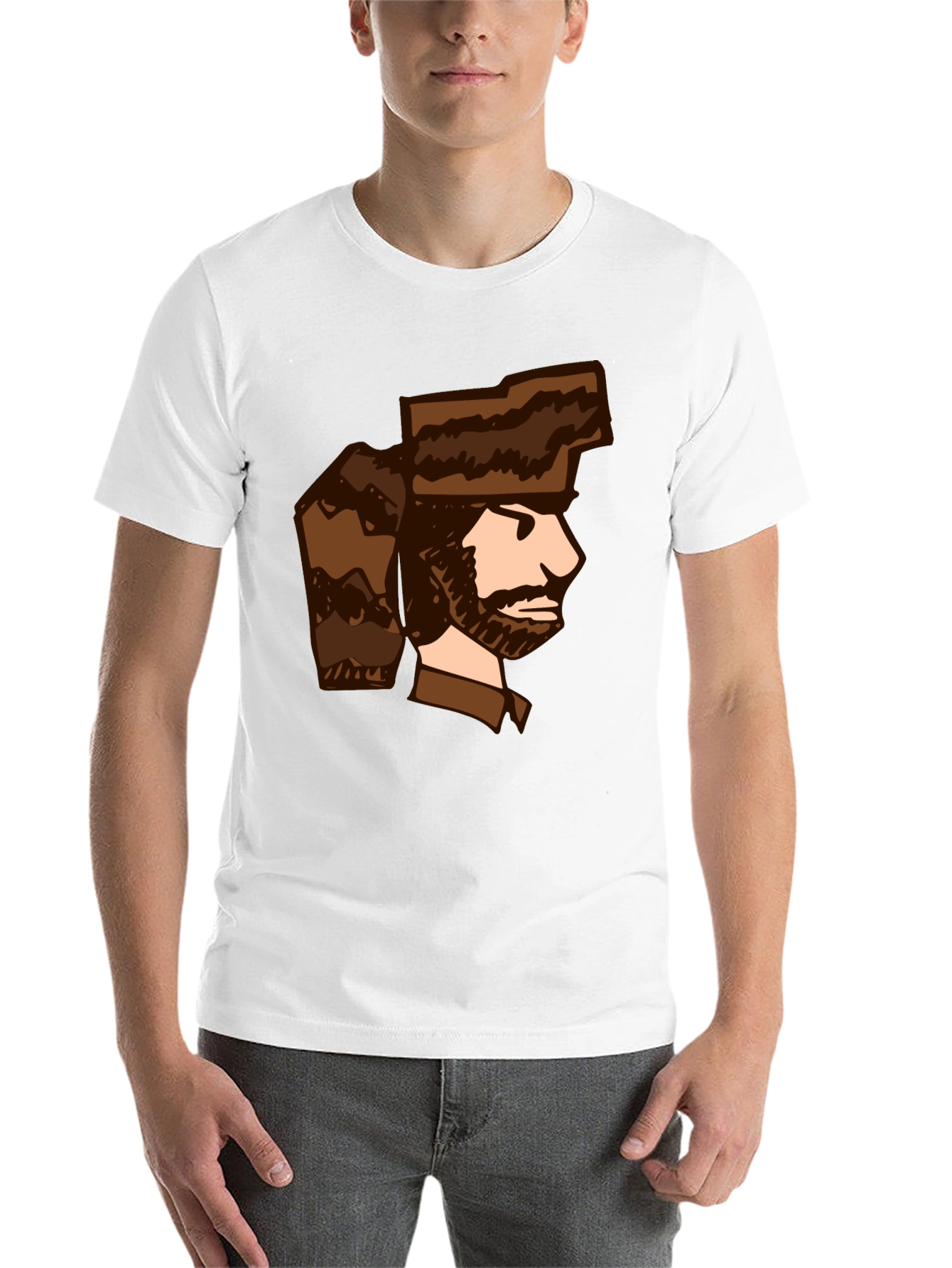 Black Cartoon Trapper T-Shirt - Unique Graphic Tee view 14