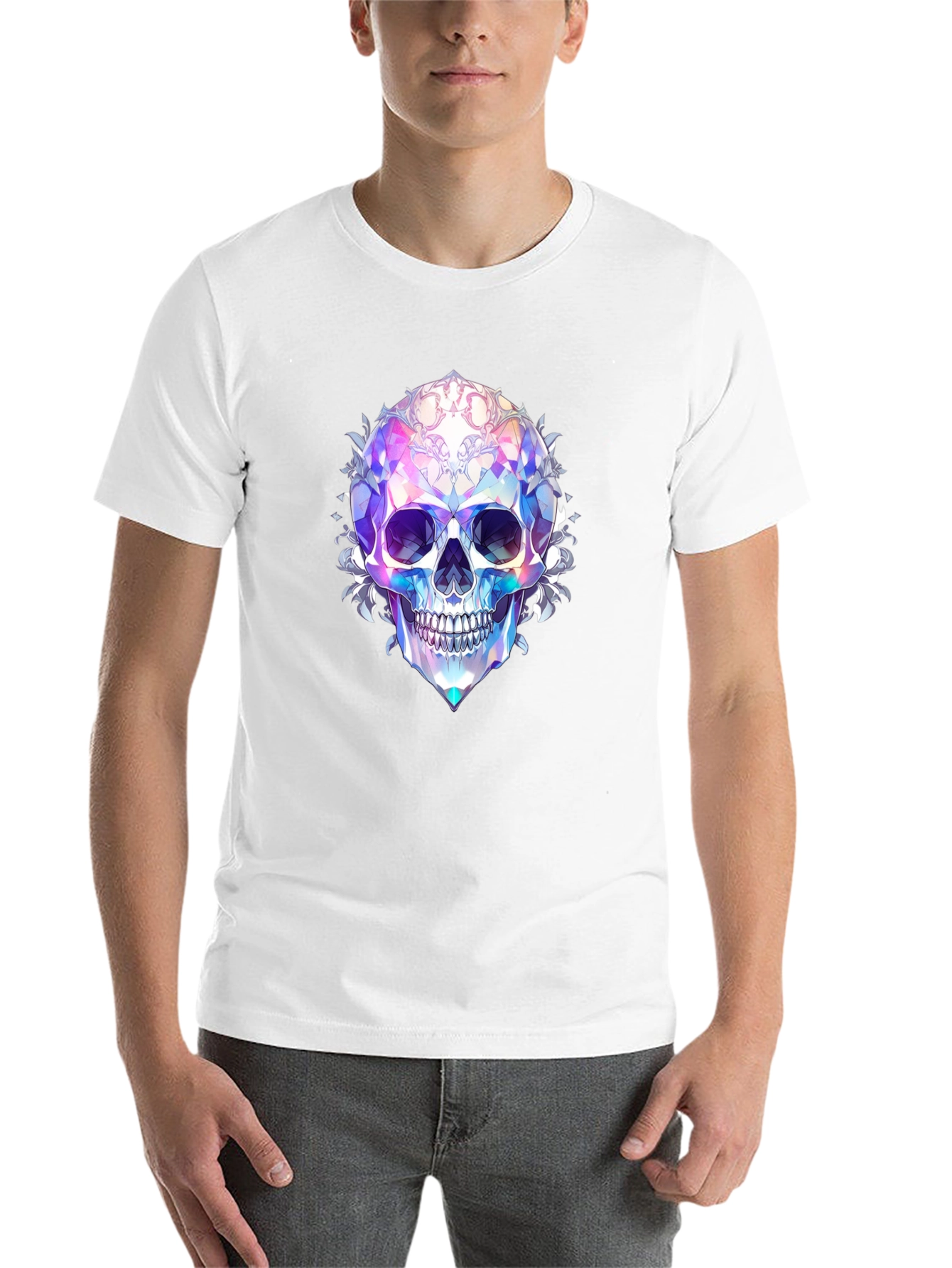 Black Prismatic Skull Graphic Tee view 14