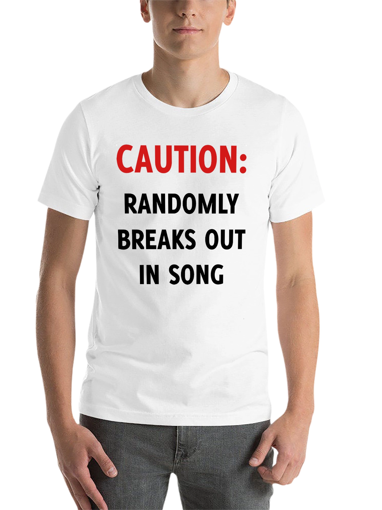 Black Caution: Randomly Breaks Out In Song T-Shirt view 14