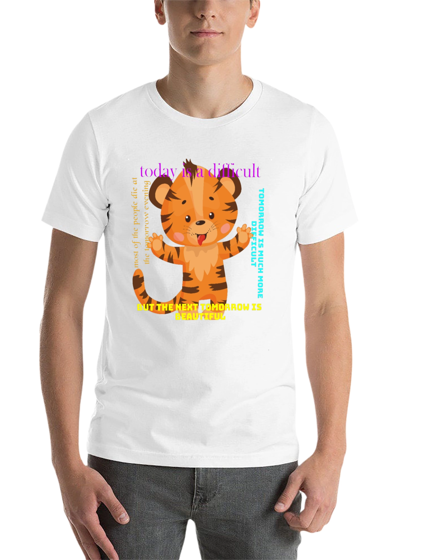 Black Cute Tiger Graphic Tee - Motivational Design view 14