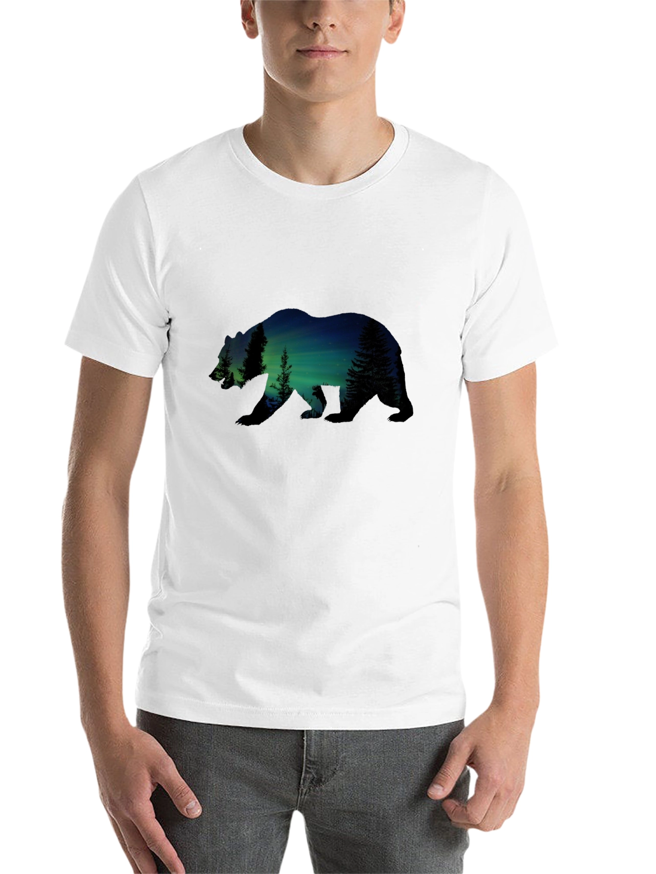 Black Nature Bear Graphic Tee - Black Cotton Comfort view 14