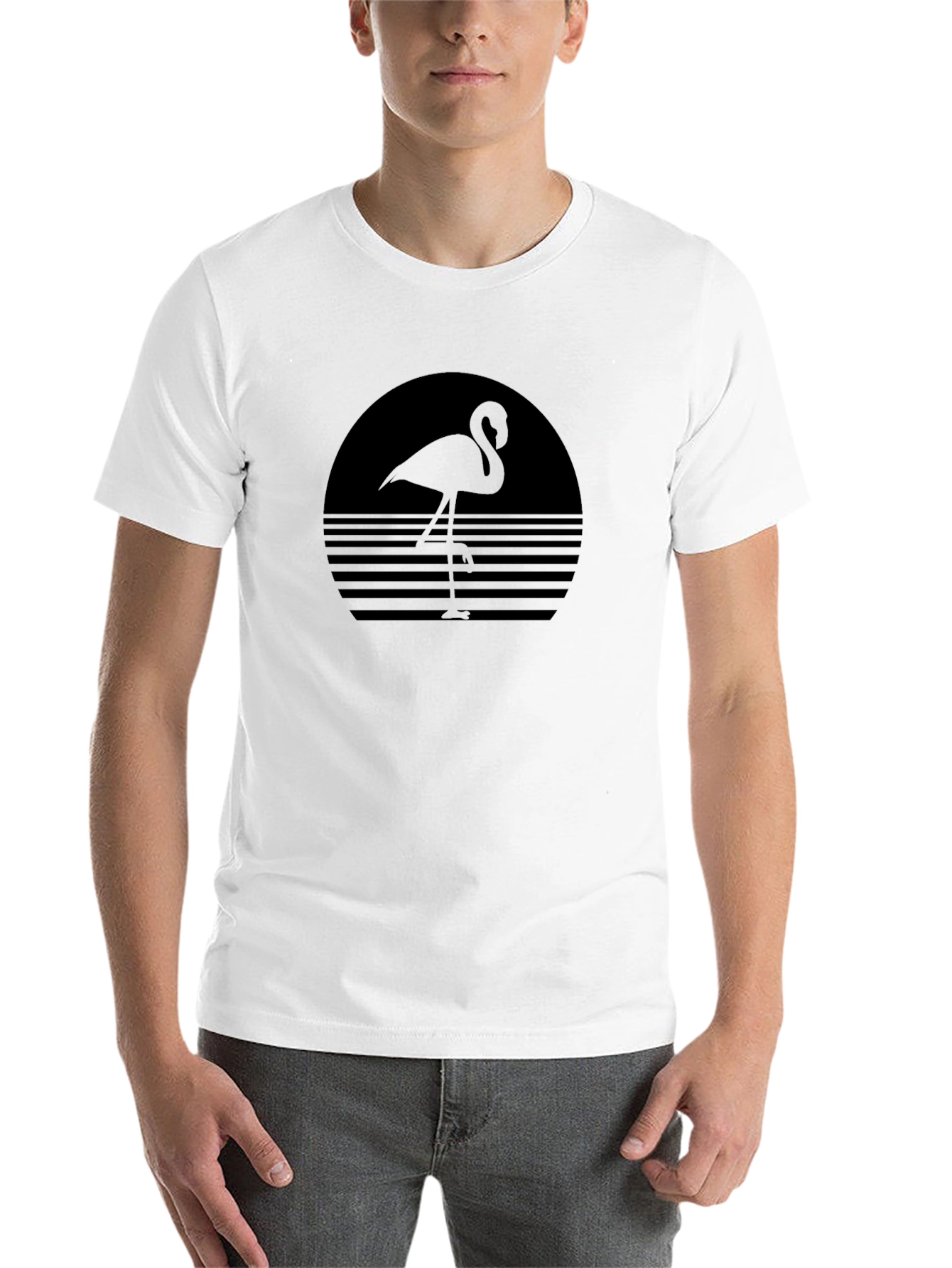 Black Retro Flamingo Graphic Tee - Black Casual Shirt view 14
