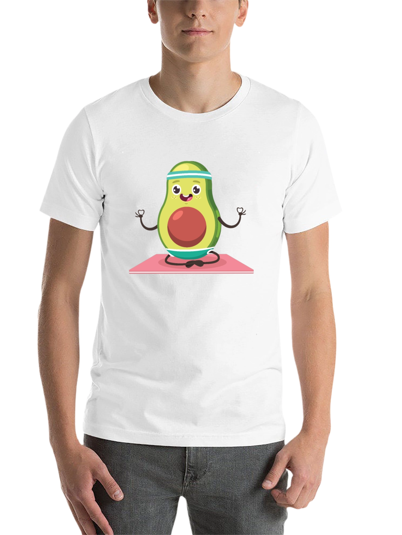 Black Yoga Avocado Men's T-Shirt - Meditating Fruit Tee view 14