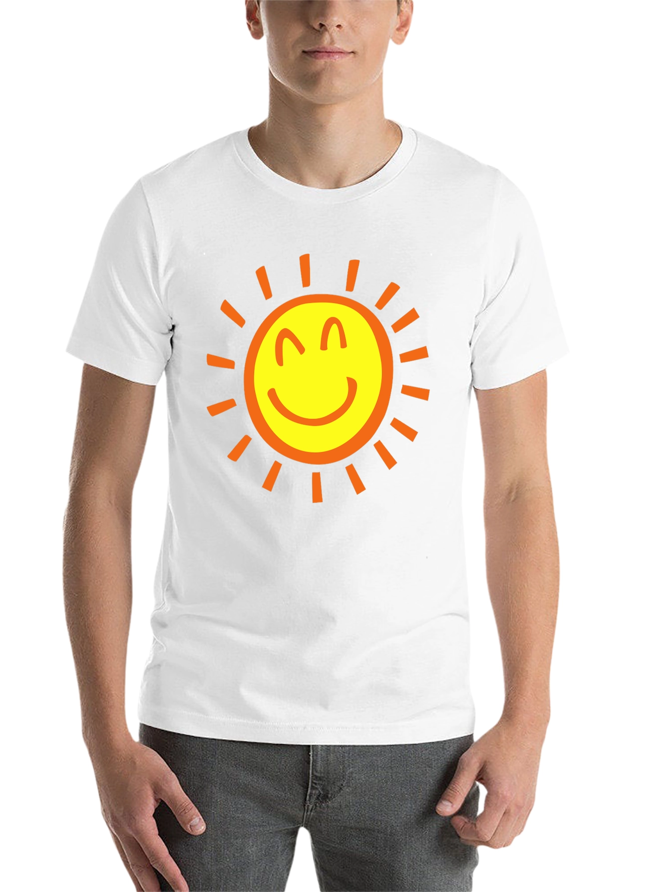 Black Happy Sun Graphic Tee - Black Cotton T-Shirt view 14