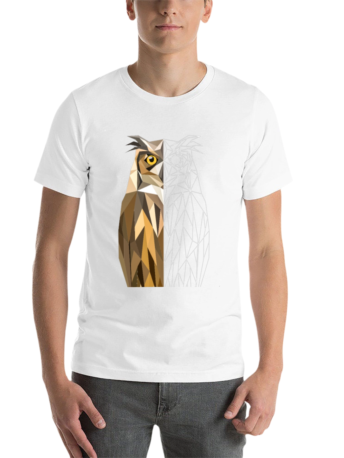 Black Geometric Owl Graphic Tee - Modern Design view 14