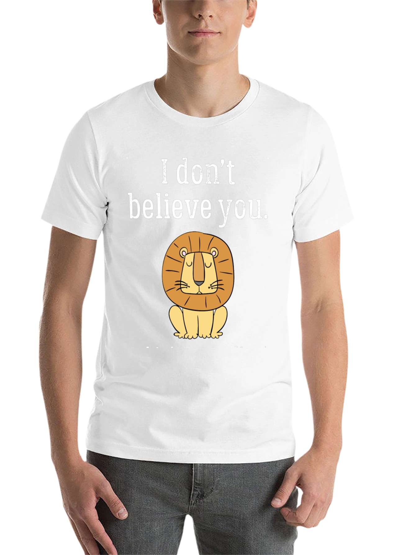 Black Funny "I Don't Believe You" Lion Graphic T-Shirt view 14