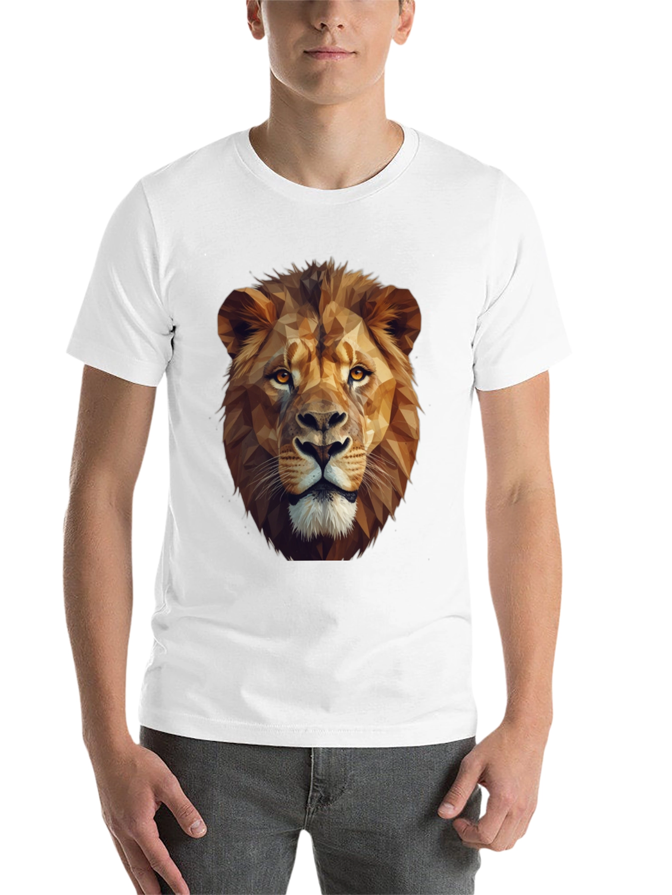 Black Geometric Lion Graphic Tee - Black Short Sleeve Shirt view 14
