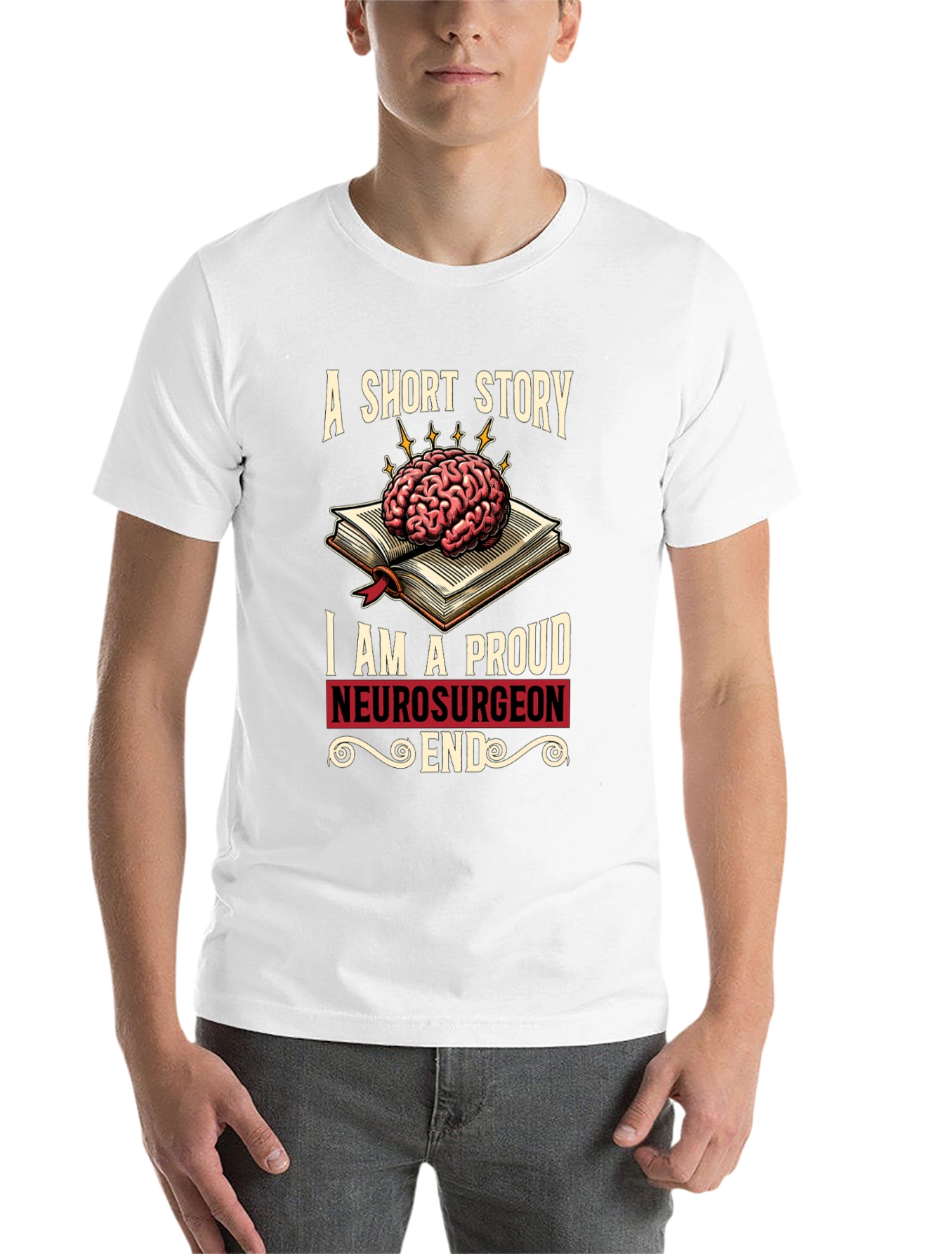 Black Proud Neurosurgeon Brain Book T-Shirt view 14