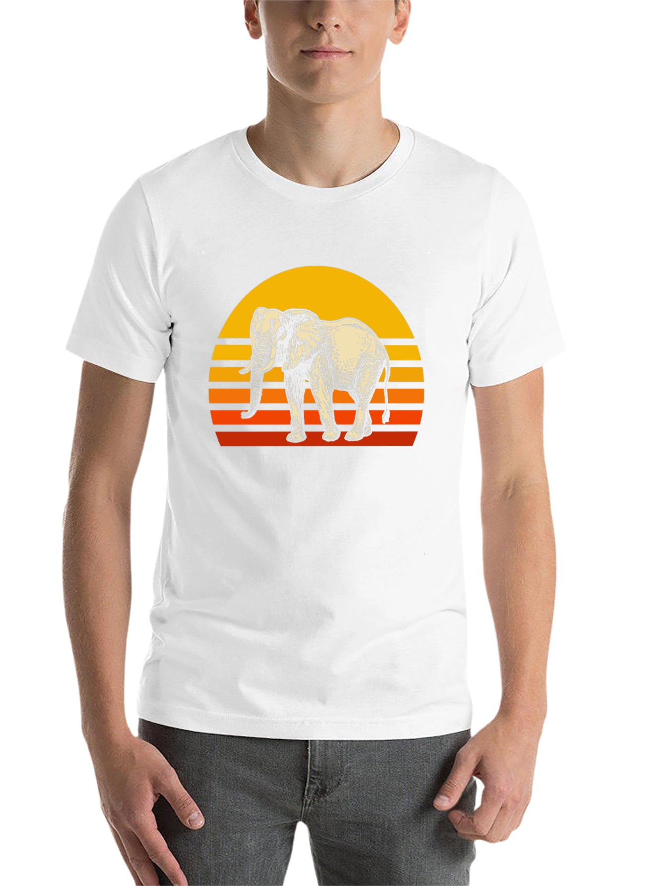Black Elephant Sunset Graphic Tee - Retro Style view 14