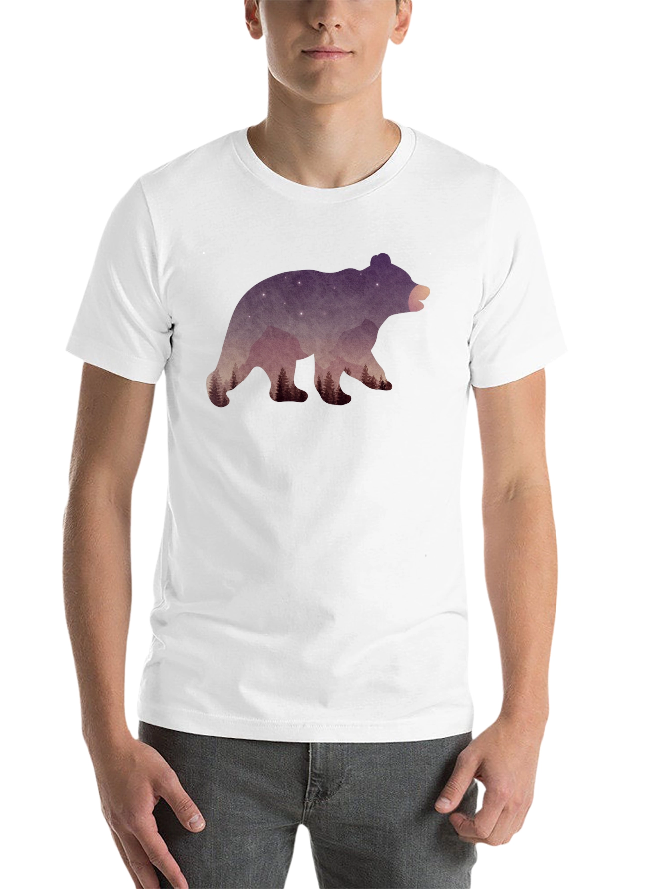 Black Nature Bear Graphic T-Shirt - Black view 14