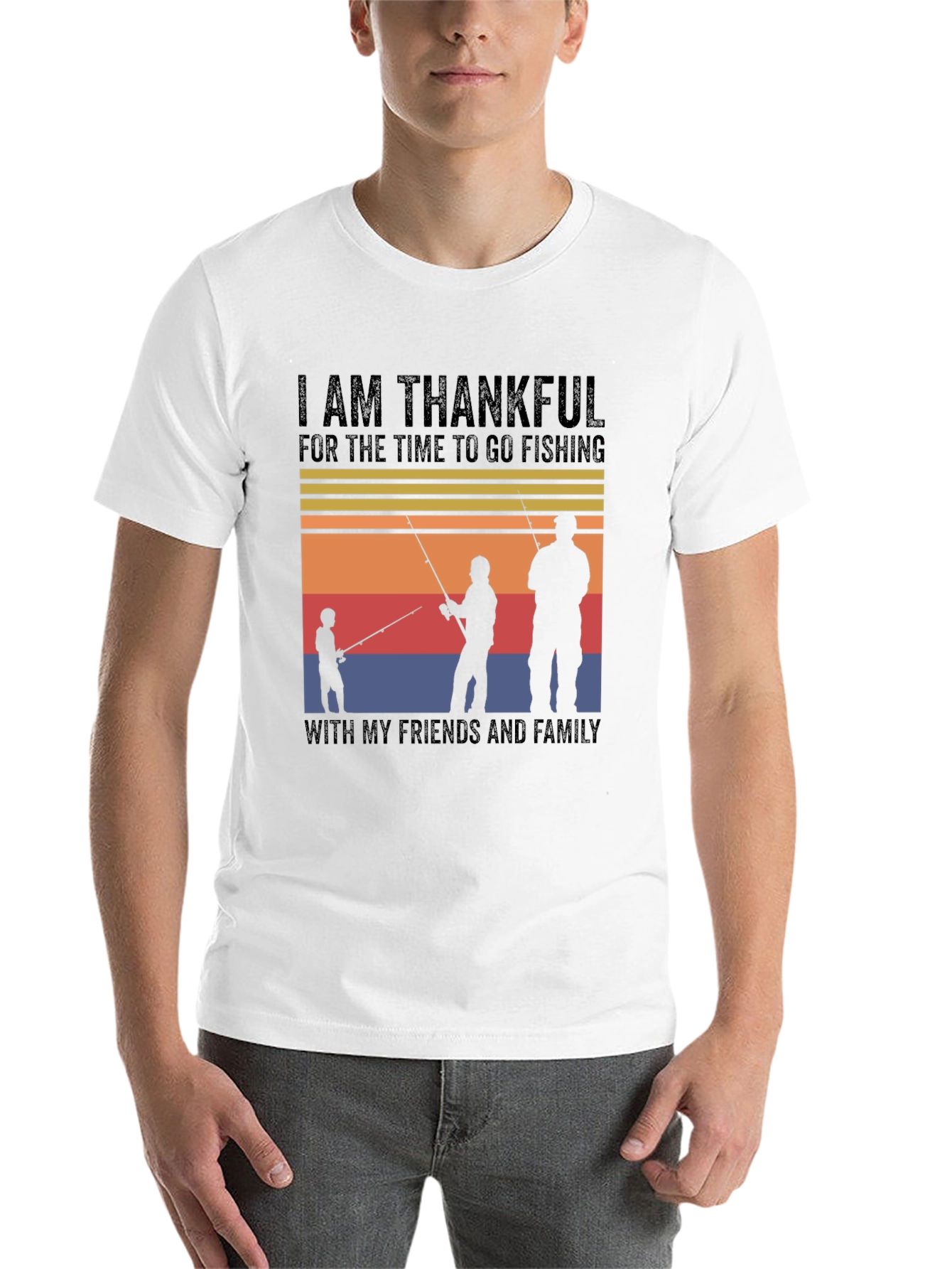 Black Thankful Fishing Friends Family T-Shirt view 14