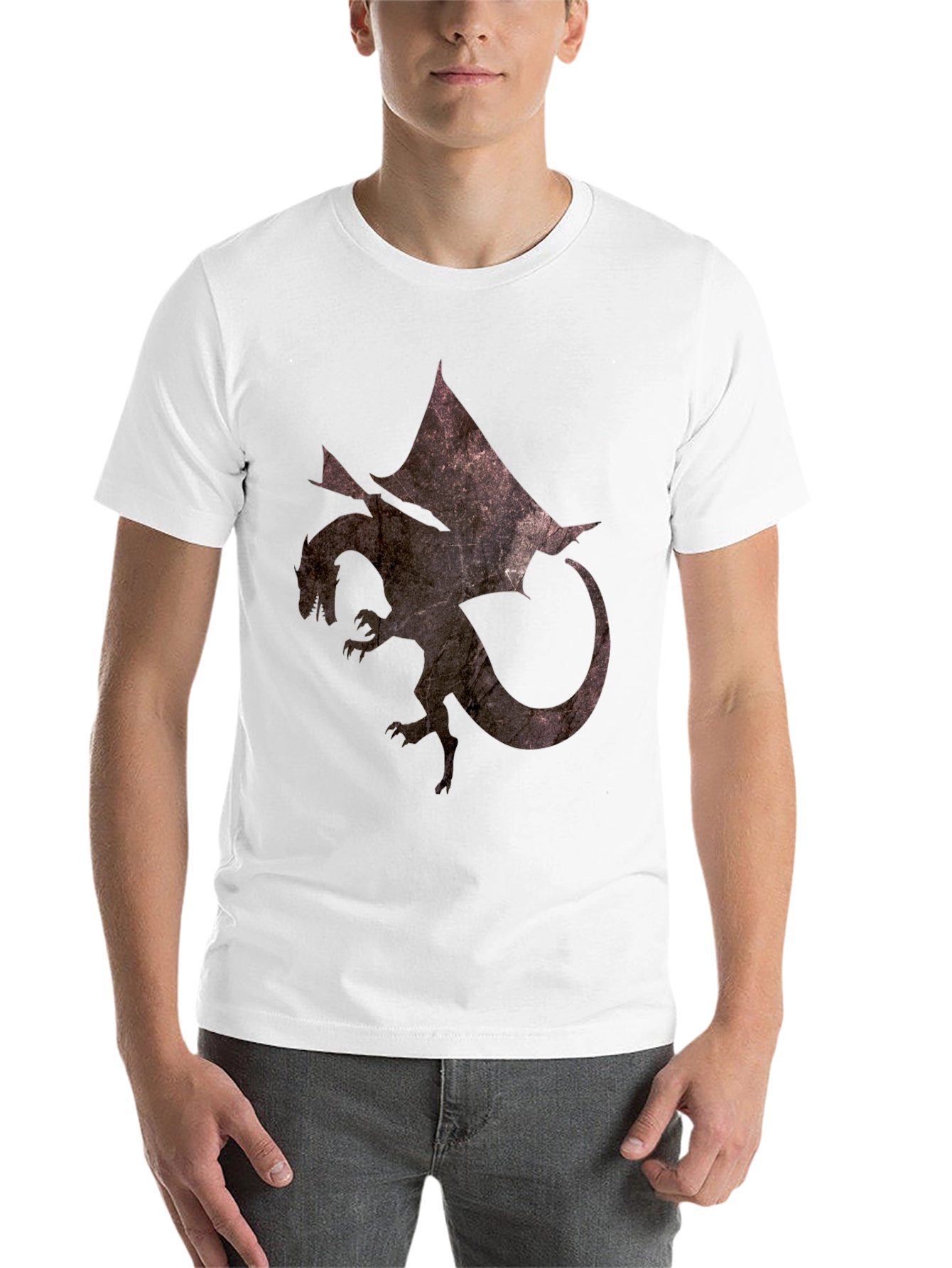 Black Textured Dragon Graphic Tee - Black Cotton Blend Casual Shirt view 14
