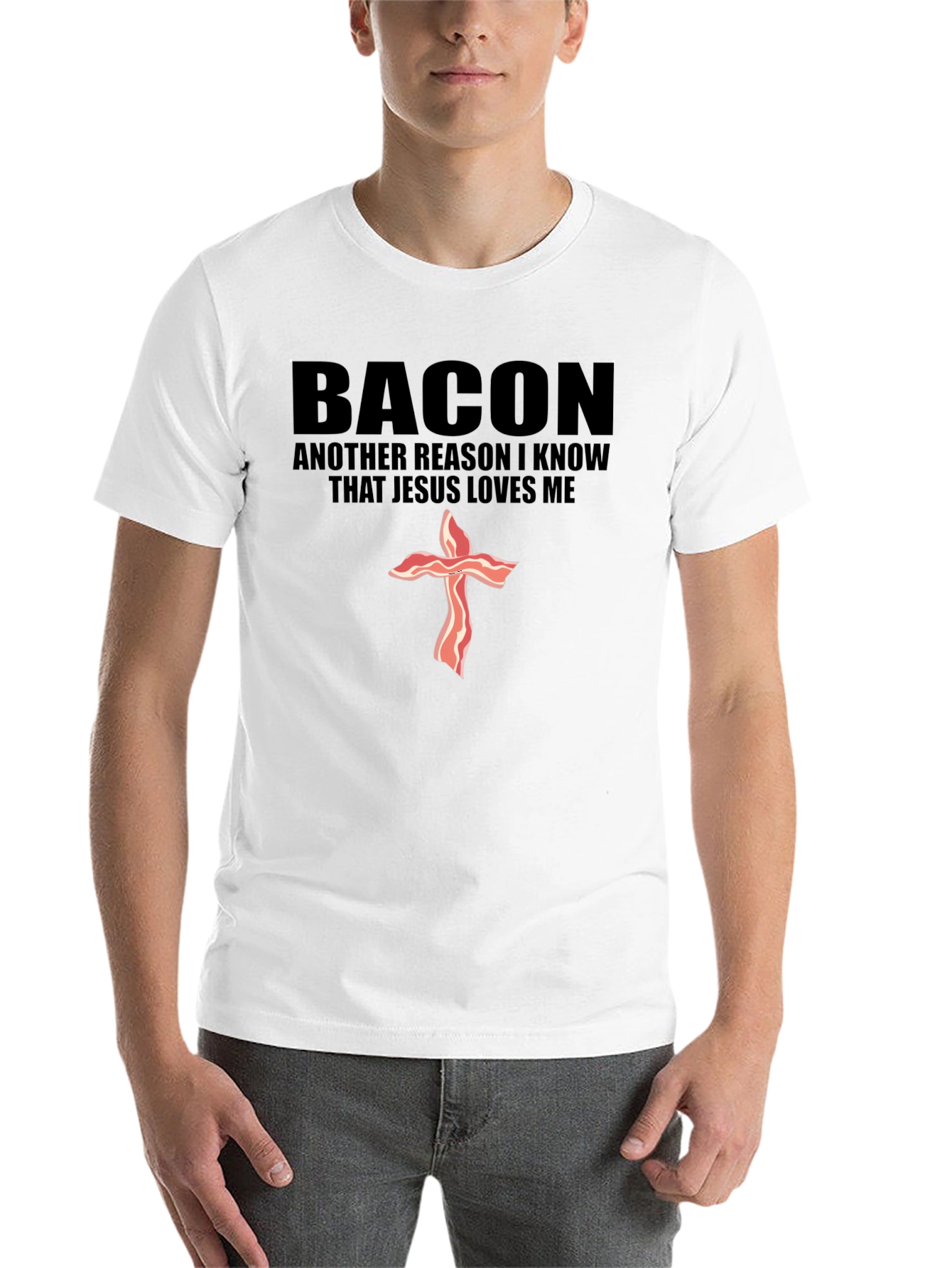 Black Bacon Jesus Loves Me Black T-Shirt view 14