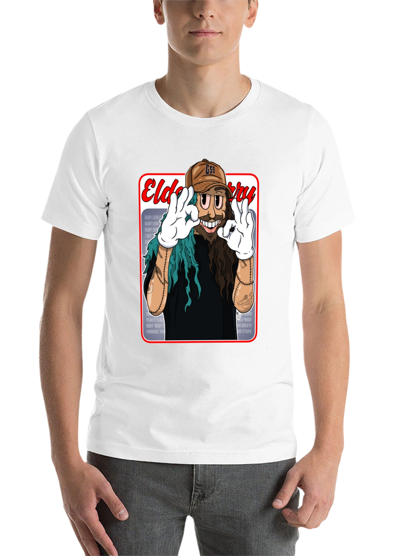 Black Eldo Berry Cartoon Style Black T-Shirt view 14