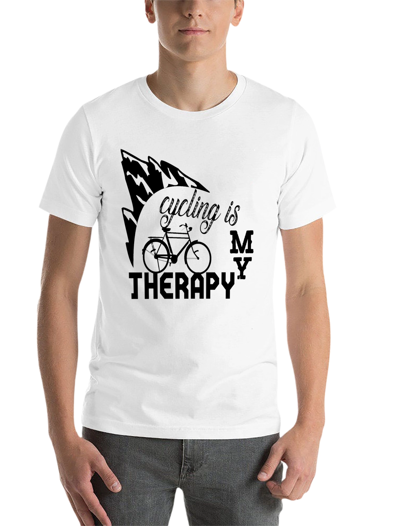 Black Cycling Is My Therapy T-Shirt view 14