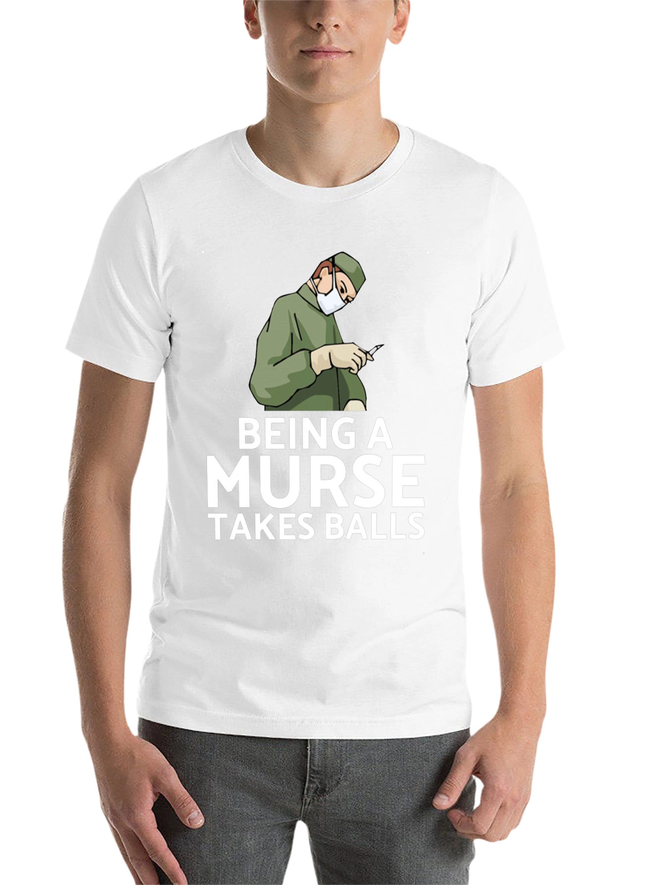 Black Being A Nurse Takes Balls Graphic T-Shirt view 14