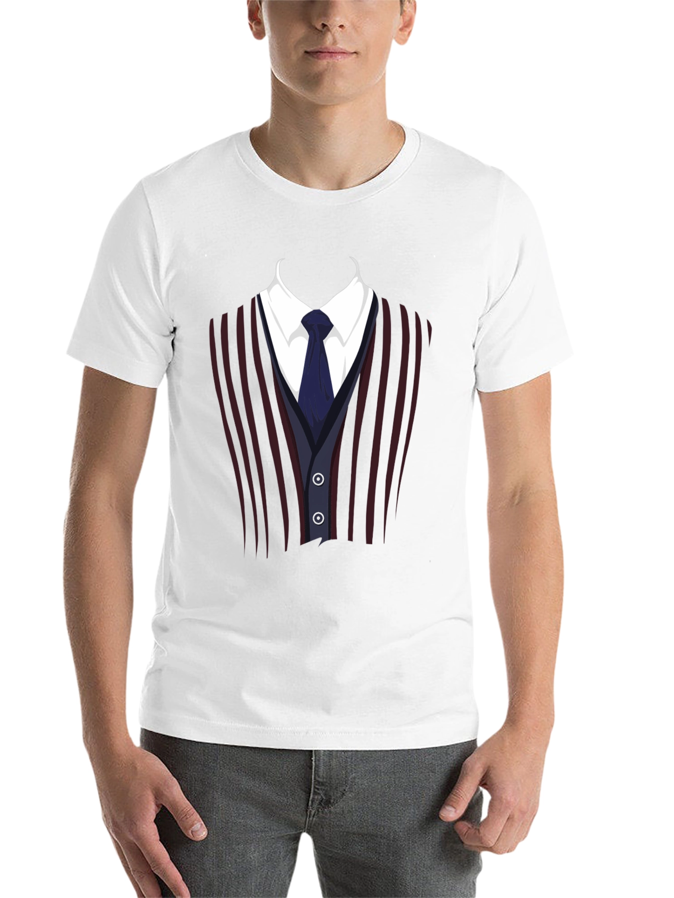 Black Suit Vest Graphic Tee - Funny Costume T-Shirt view 14