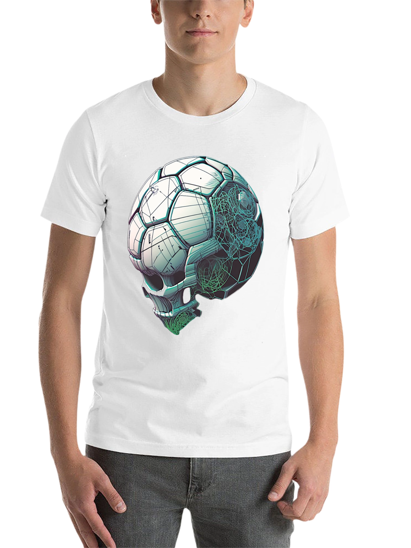 Black Soccer Ball Skull Graphic Tee - Unique Design view 14