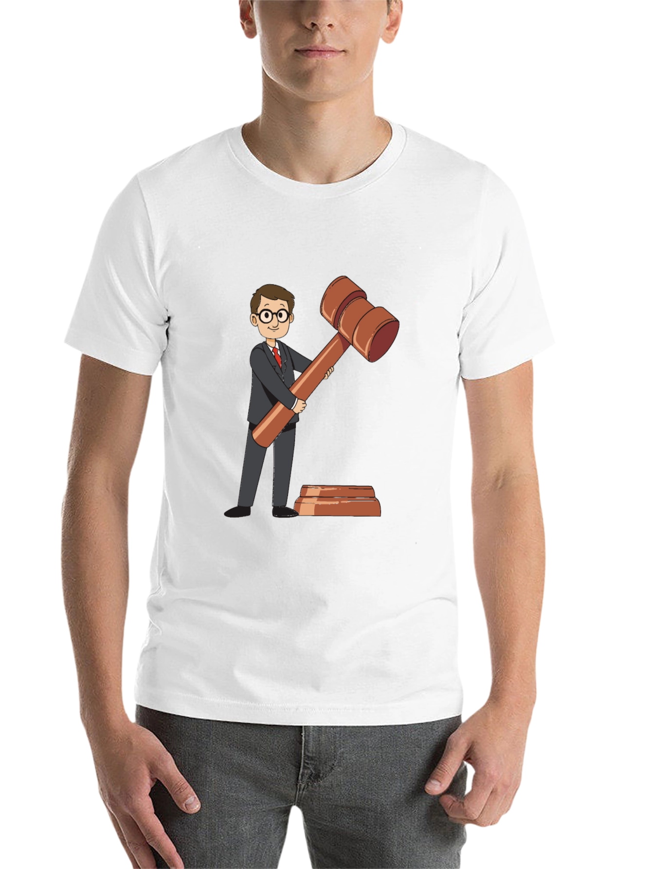 Black Cartoon Judge Gavel Black T-Shirt view 14