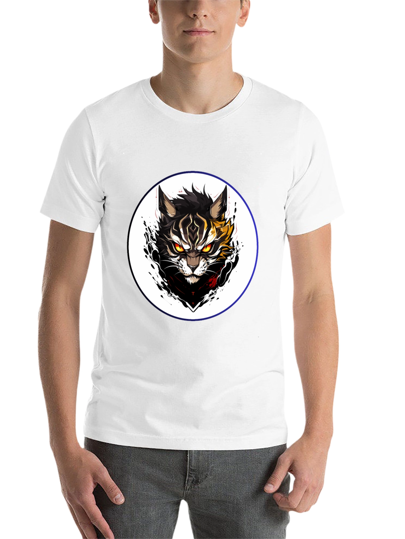 Black Black T-Shirt with Cat Design view 14