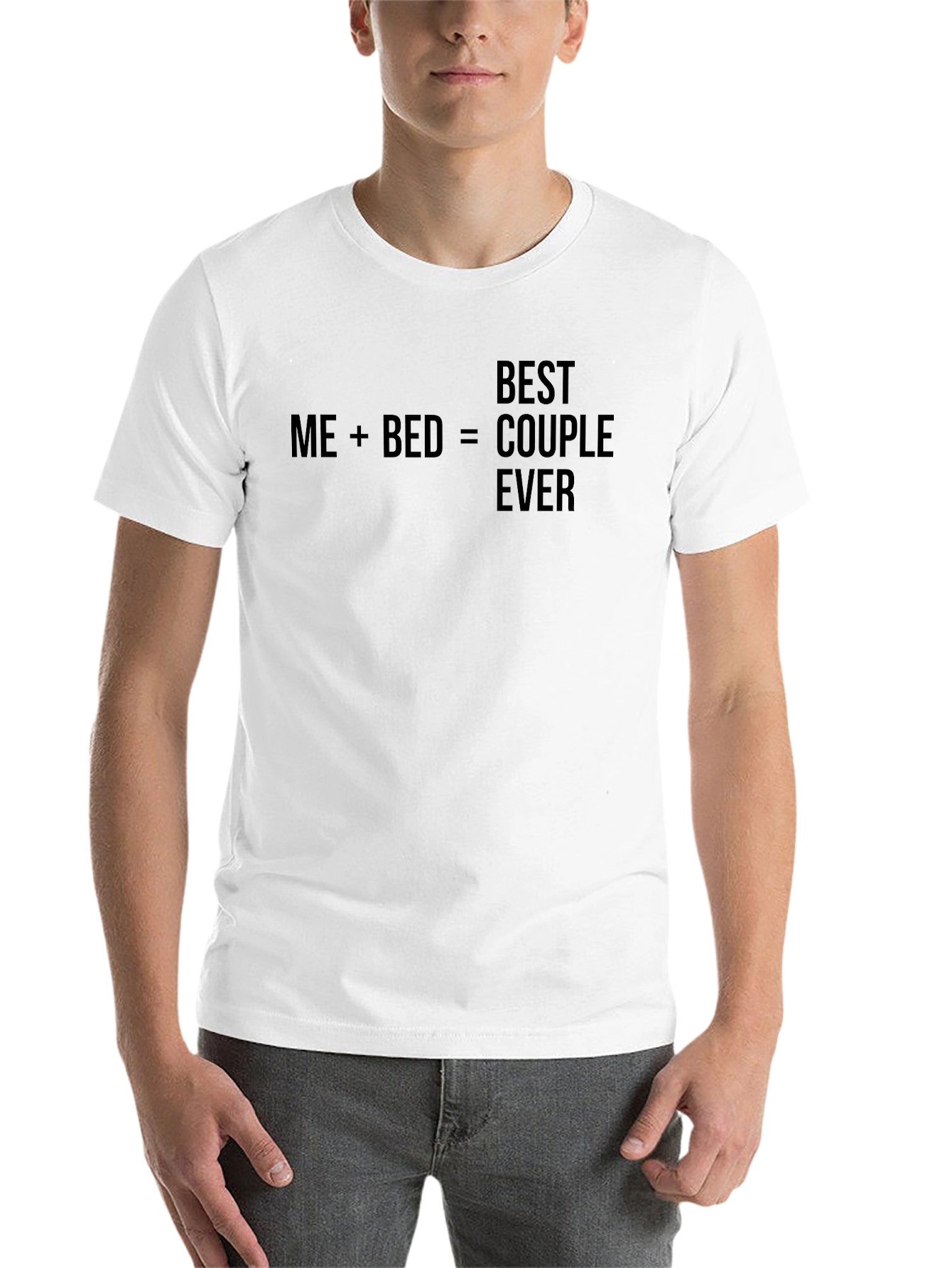 Black Funny Me+Bed=Best Couple Ever Graphic T-Shirt view 14