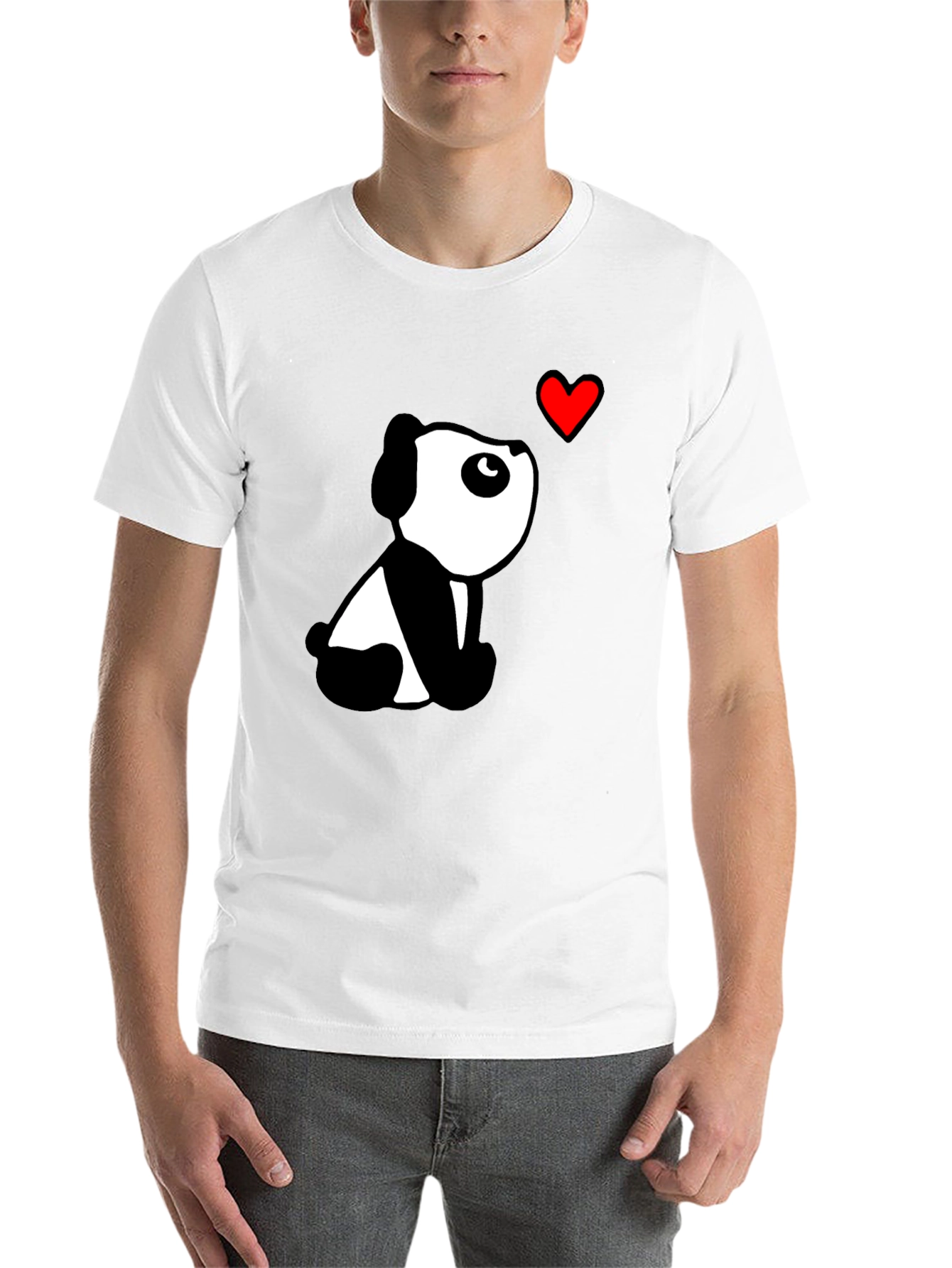Black Cute Panda Heart Black T-Shirt view 14